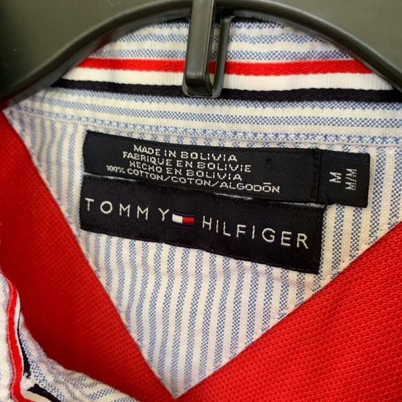 TOMMY HILFIGER Y2K polo shirt cotton preppy golf resort bright color block M EUC - Picture 3 of 7